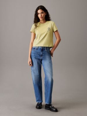 leek green slim logo t-shirt for women calvin klein jeans