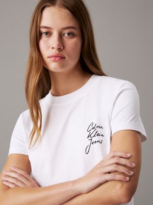 bright white slim logo t-shirt for women calvin klein jeans