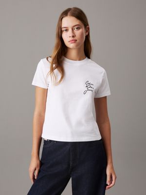 bright white slim logo t-shirt for women calvin klein jeans