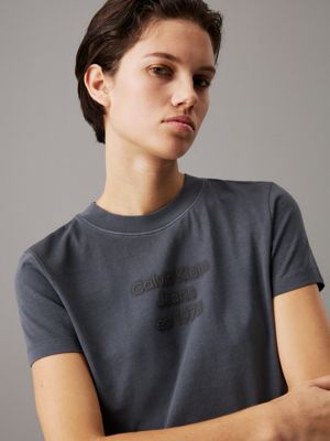 washed black slim washed logo t-shirt for women calvin klein jeans