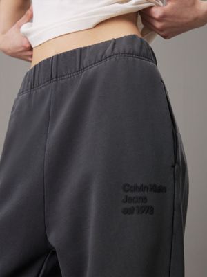 washed black washed cotton terry joggers for women calvin klein jeans