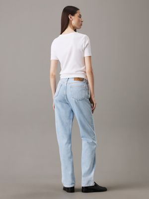 jean straight high rise denim pour femmes calvin klein jeans