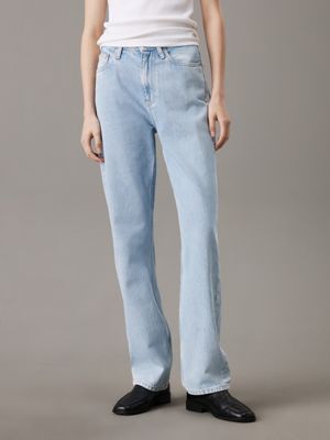 light blue high rise straight jeans for women calvin klein jeans