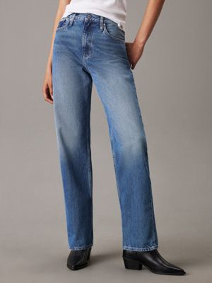 mid blue high rise loose jeans for women calvin klein jeans