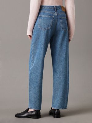 denim medium high rise barrel jeans for women calvin klein jeans