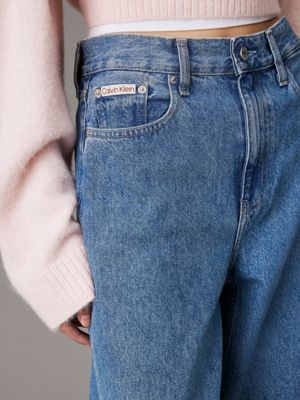 denim medium high rise barrel jeans for women calvin klein jeans