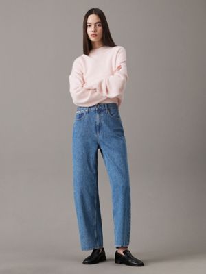 denim medium high rise barrel jeans for women calvin klein jeans