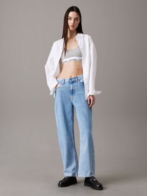 denim light high rise barrel jeans for women calvin klein jeans