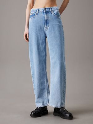 light blue high rise barrel jeans for women calvin klein jeans