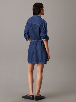 denim mid belted denim shirt dress for women calvin klein jeans