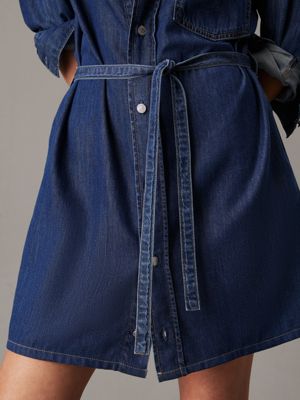 denim mid belted denim shirt dress for women calvin klein jeans