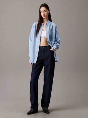 camicia di jeans oversize denim light da donne calvin klein jeans