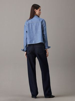 denim medium cropped denim dad shirt for women calvin klein jeans