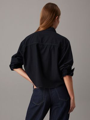 denim black cropped denim dad shirt for women calvin klein jeans