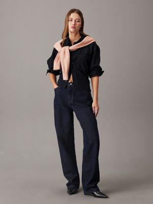 denim black cropped denim dad shirt for women calvin klein jeans