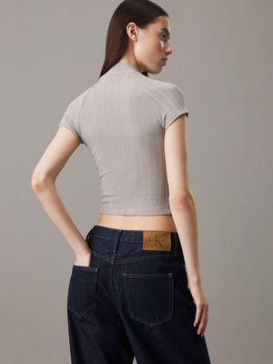 rock ridge slim textured rib t-shirt for women calvin klein jeans