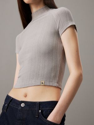 rock ridge slim textured rib t-shirt for women calvin klein jeans