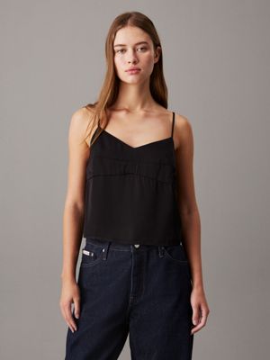 black satin bustier cami top for women calvin klein jeans