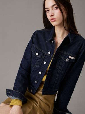 denim rinse cropped 90's denim jacket for women calvin klein jeans