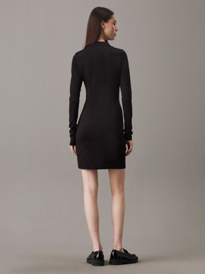 ck black milano jersey long sleeve dress for women calvin klein jeans