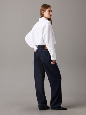 bright white cropped oxford cotton shirt for women calvin klein jeans