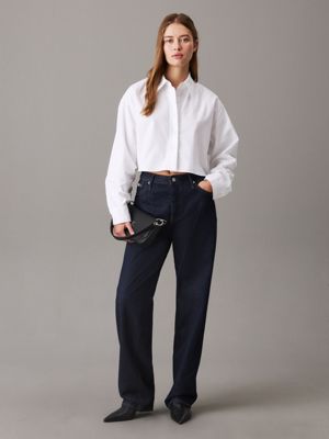 bright white cropped oxford cotton shirt for women calvin klein jeans