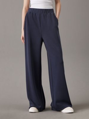 dark grey relaxed modal jersey trousers for women calvin klein jeans