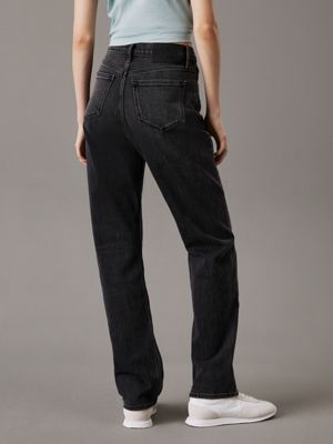 denim black high rise straight jeans for women calvin klein jeans