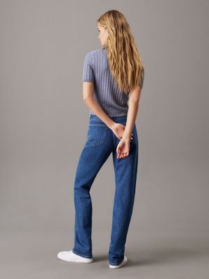 denim medium high rise straight jeans for women calvin klein jeans