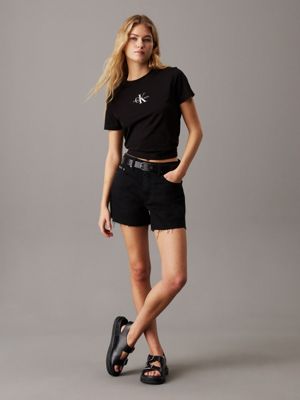 denim black denim mom shorts for women calvin klein jeans