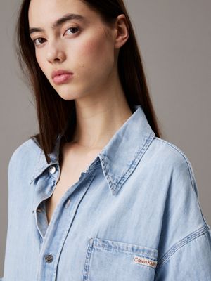 denim light relaxed denim shirt dress for women calvin klein jeans