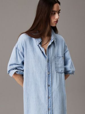 denim light relaxed denim shirt dress for women calvin klein jeans