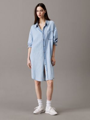 denim relaxed denim shirt dress for women calvin klein jeans