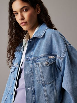 denim light boxy denim jacket for women calvin klein jeans