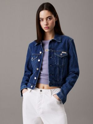 denim cropped 90's denim jacket for women calvin klein jeans