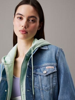 denim light cropped 90's denim jacket for women calvin klein jeans