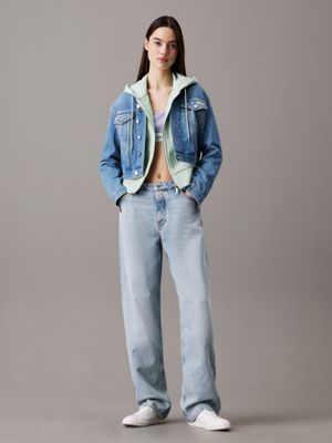 denim light cropped 90's denim jacket for women calvin klein jeans