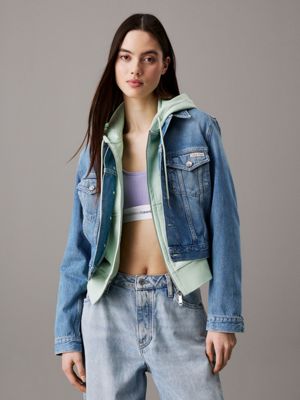 denim cropped 90's denim jacket for women calvin klein jeans