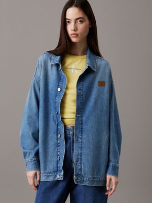 denim relaxed denim shirt jacket for women calvin klein jeans