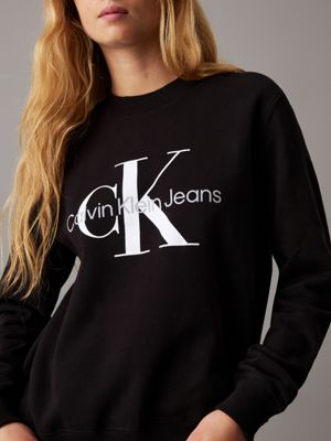 ck black monogram fleece sweatshirt for women calvin klein jeans