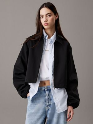 black soft tech nylon cropped jacket for women calvin klein jeans