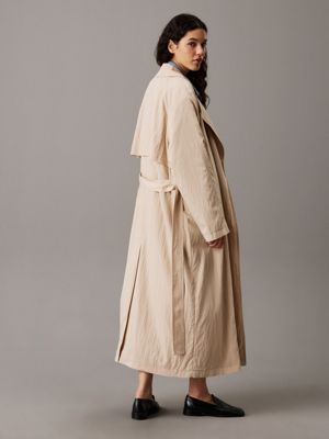 humus soft nylon long trench coat for women calvin klein jeans