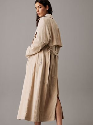 humus soft nylon long trench coat for women calvin klein jeans