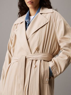 humus soft nylon long trench coat for women calvin klein jeans