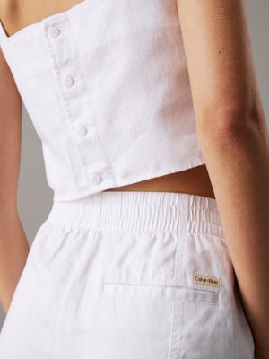 brilliant white cotton linen twill shorts for women calvin klein jeans