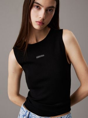 ck black slim stretch knit tank top for women calvin klein jeans