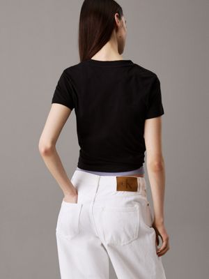 ck black slim monogram t-shirt for women calvin klein jeans