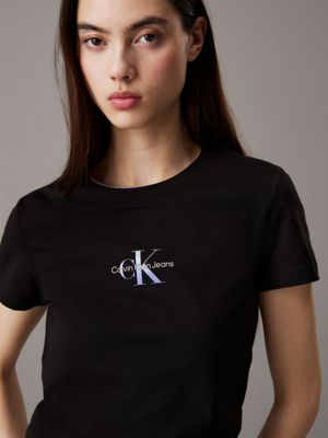 ck black slim monogram t-shirt for women calvin klein jeans