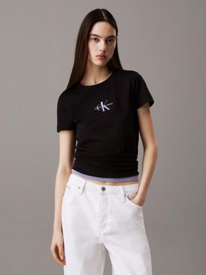 black slim monogram t-shirt for women calvin klein jeans