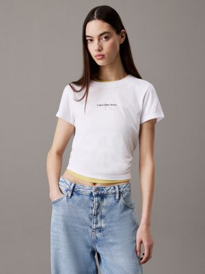 white slim monogram t-shirt for women calvin klein jeans